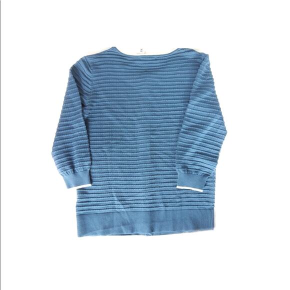 Blue Cardigan Sweater with Cream Details - Picture 2 of 5